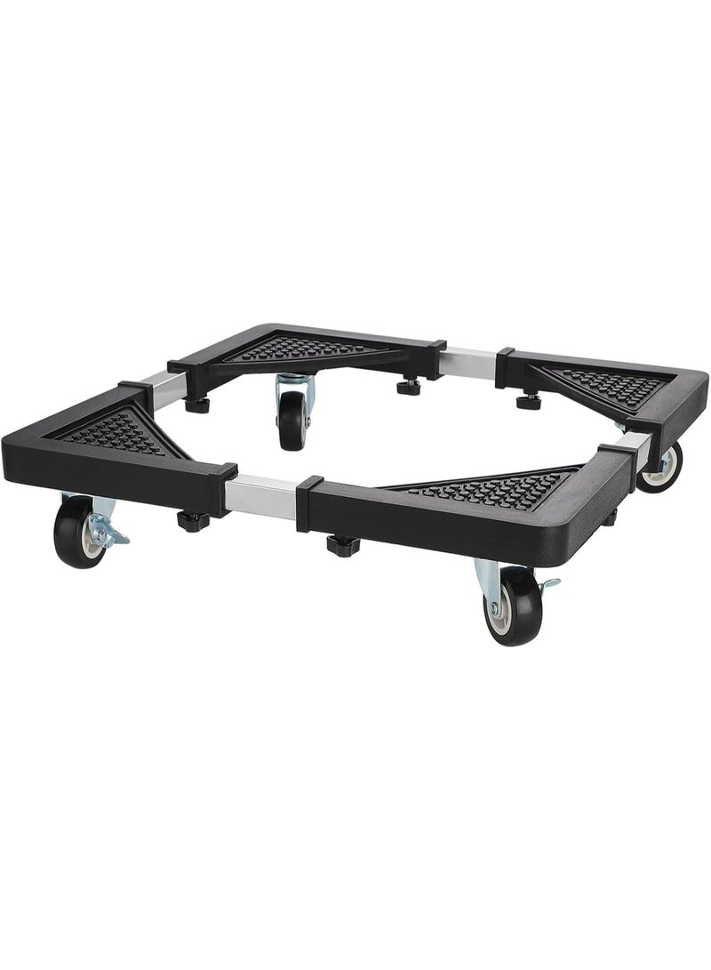 قاعدة غسالة وثلاجة متعددة الاستخدام قابلة للتعديل والتمدد بارتفاع 10 سم وعجلات متحركة قوية، قاعدة للأجهزة الثقيلة مثل الغسالة والثلاجة والمكيف والخزانة، قاعدة مضادة للرطوبة والصدأ، سهلة التركيب بدون أدوات وتتحمل وزن حتى 138 كجم، قاعدة معدنية متينة مزودة بعجلات فرامل لتثبيت وتحريك الأجهزة المنزلية بسهولة - Image 4