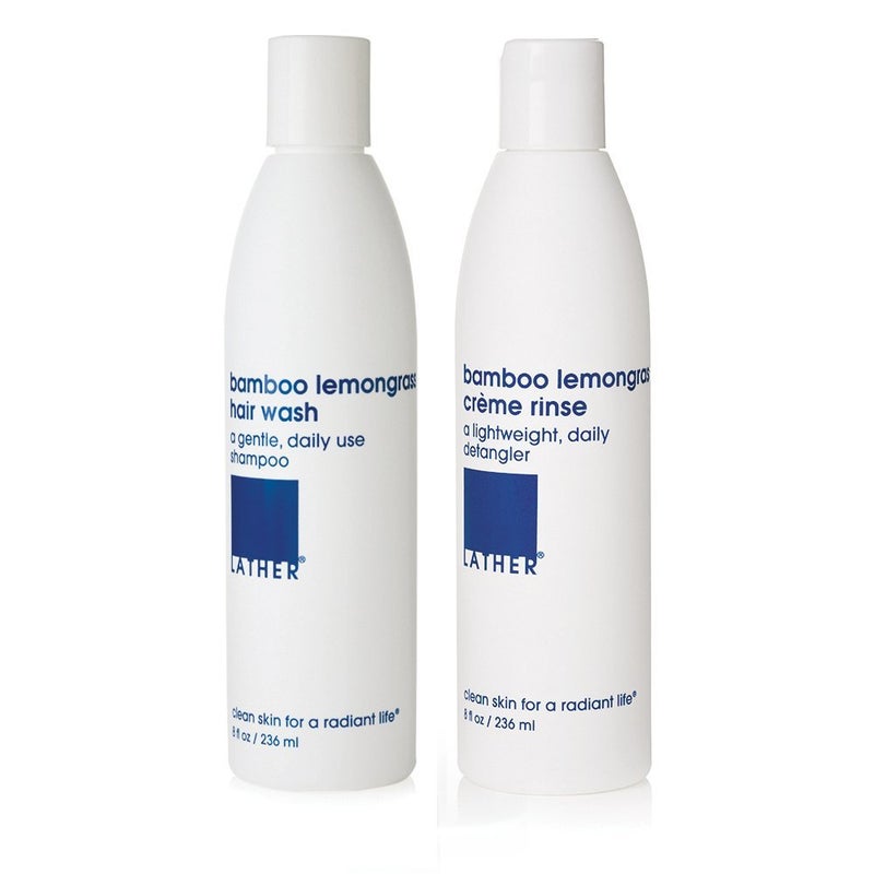 LATHER Bamboo Lemongrass Shampoo & Conditioner Set - Gentle Daily Moisturizing Shampoo & Hair Detangler Conditioner for All Hair Types - Lightweight, Non-Greasy, Sulfate Free - 8 Fl Oz Bottles - Image 1