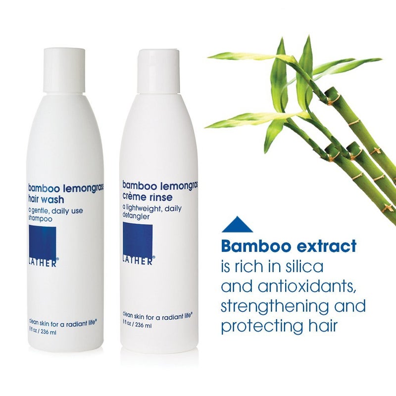 LATHER Bamboo Lemongrass Shampoo & Conditioner Set - Gentle Daily Moisturizing Shampoo & Hair Detangler Conditioner for All Hair Types - Lightweight, Non-Greasy, Sulfate Free - 8 Fl Oz Bottles - Image 4