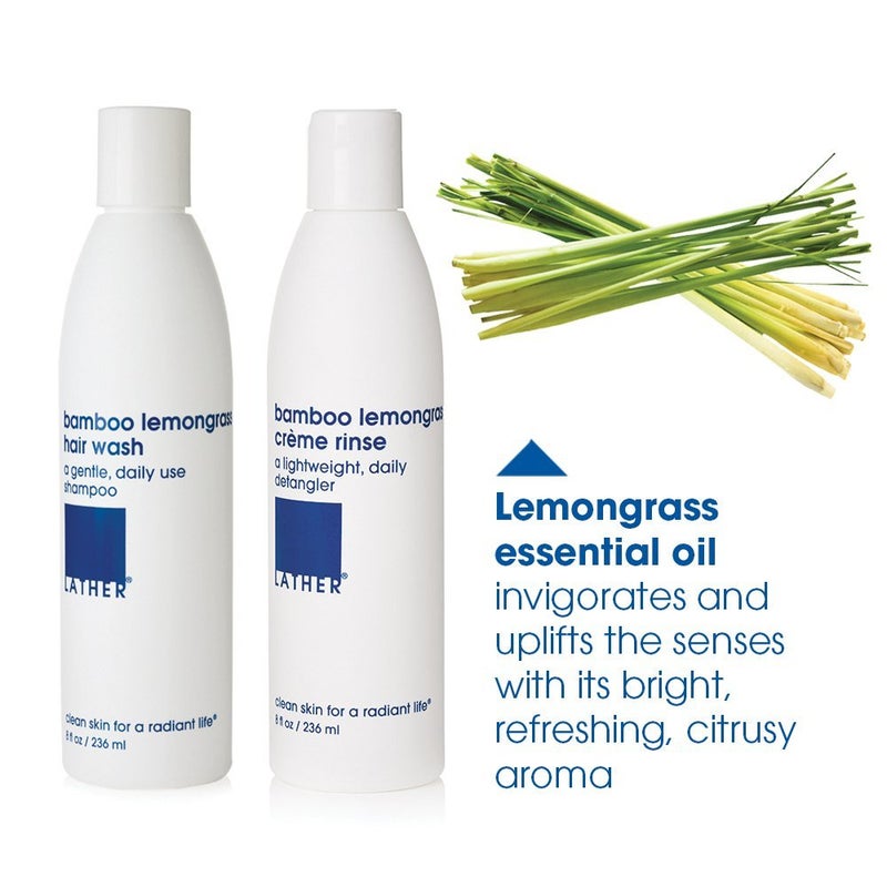 LATHER Bamboo Lemongrass Shampoo & Conditioner Set - Gentle Daily Moisturizing Shampoo & Hair Detangler Conditioner for All Hair Types - Lightweight, Non-Greasy, Sulfate Free - 8 Fl Oz Bottles - Image 5