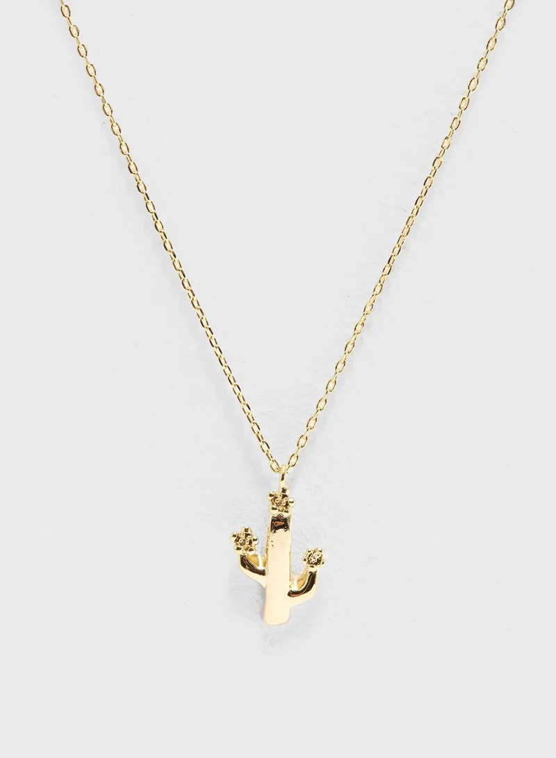 Orelia Flower Cactus Charm Ditsy Necklace