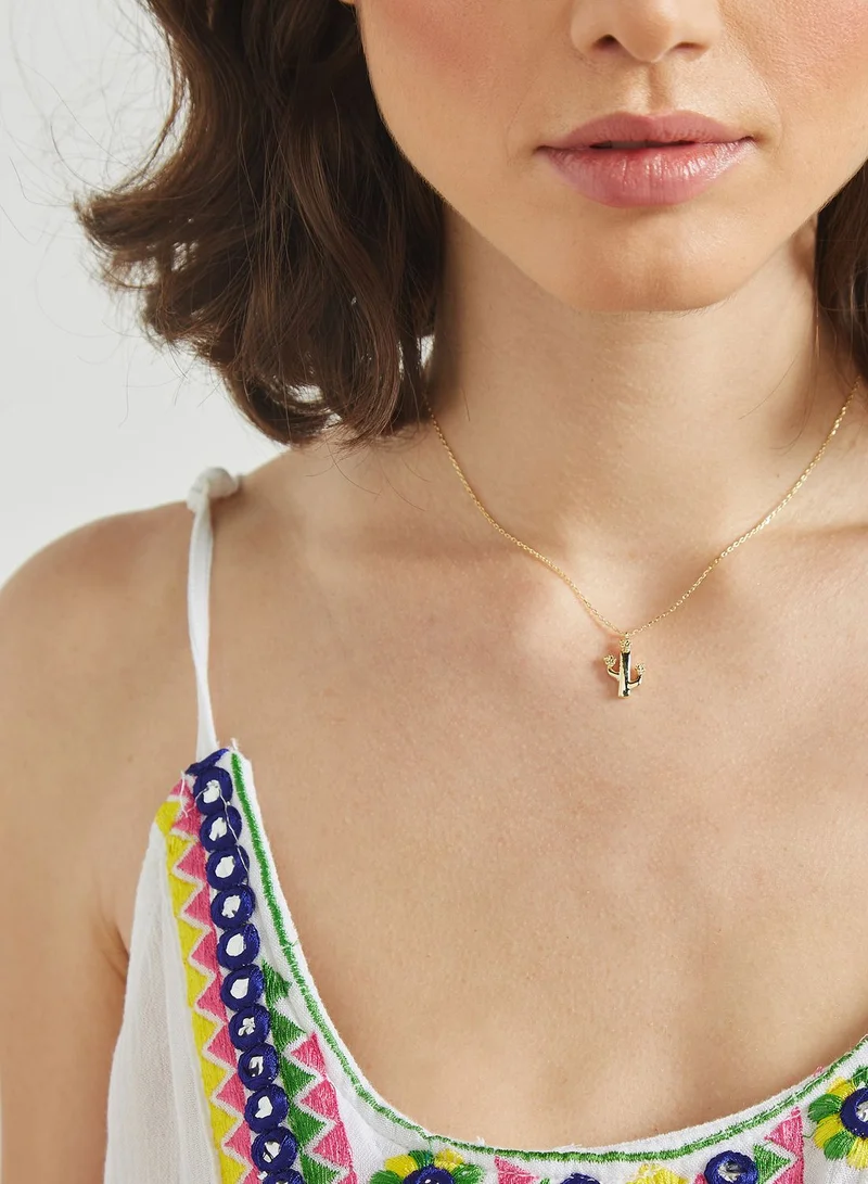 Orelia Flower Cactus Charm Ditsy Necklace