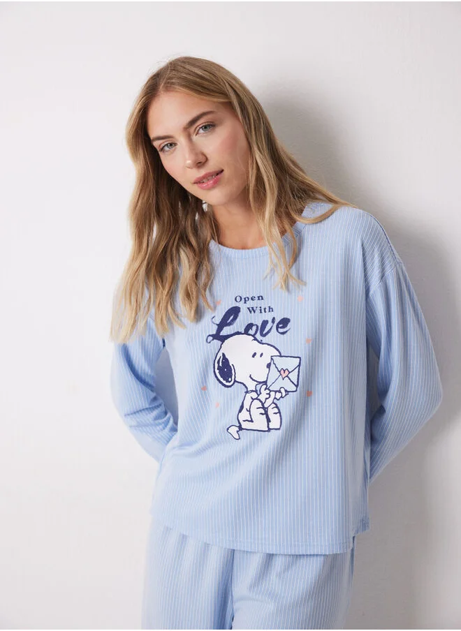 women'secret Snoopy ribbed texture long pajamas