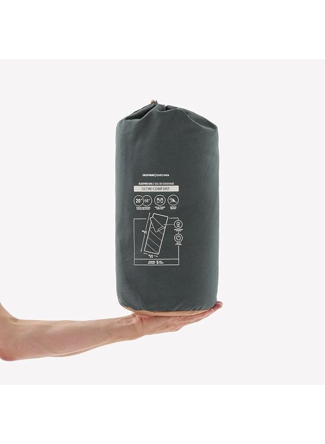 COTTON SLEEPING BAG FOR CAMPING - ULTIMCOMFORT 20° COTTON KHAKI - Image 3