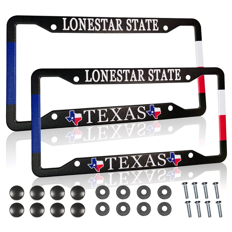 Texas License Plate Frame American Lonestar State Metal License Plate Cover Front Plates Frames Car Tag Frame for Women Men US Vehicles StandardSet of 2 123 x 63