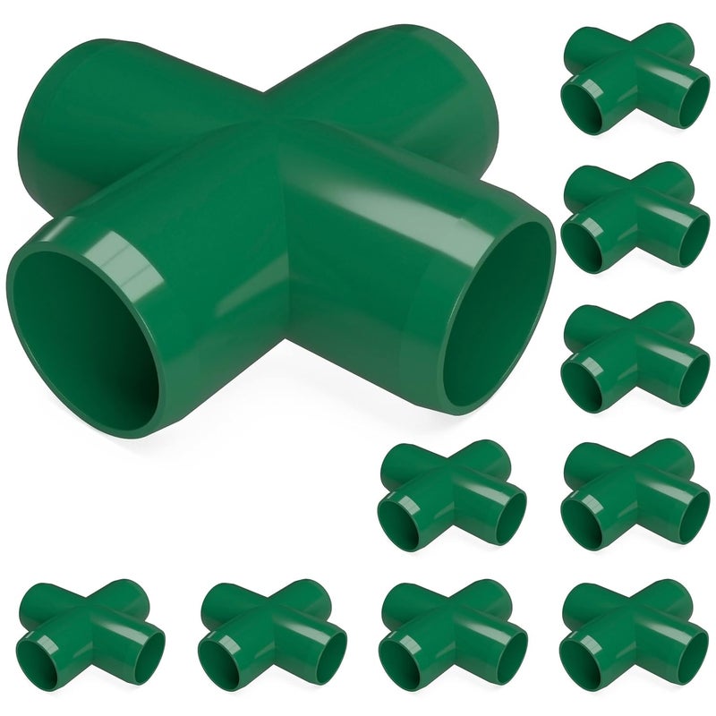 FORMUFIT F012CRX-GR-10 Cross PVC Fitting, Furniture Grade, 1/2" Size, Green (Pack of 10) - Image 1