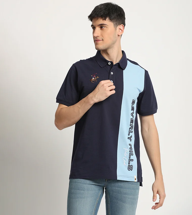 BEVERLY HILLS POLO CLUB Block Collared Short Sleeves Polo T-Shirt