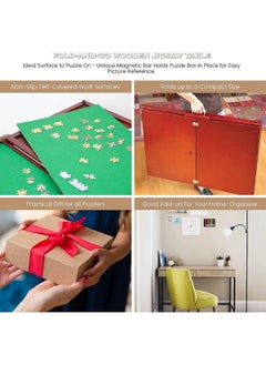 Bits and Pieces Bits and Pieces Fold-and-Go Wooden Jigsaw Table - Folding Jigsaw Puzzle Table - Puzzle Accessories - Portable Puzzle Table & Puzzle Storage- 25" x 34"  - Image 2