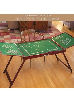 Bits and Pieces Bits and Pieces Fold-and-Go Wooden Jigsaw Table - Folding Jigsaw Puzzle Table - Puzzle Accessories - Portable Puzzle Table & Puzzle Storage- 25" x 34"  - Image 4