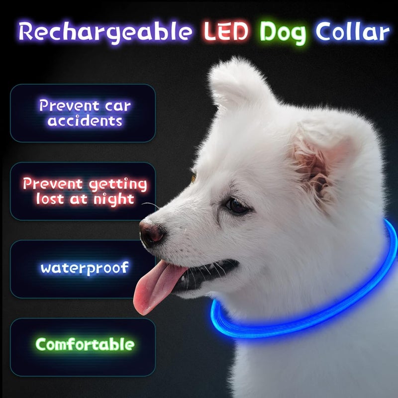 ويووداي 3 قطع من طوق الكلب LED المضيء، أطواق كلاب قابلة لإعادة الشحن عبر USB ومقاومة للماء، طوق حيوانات أليفة قابل للقص، طوق كلاب متوهج، قلادة أمان للحيوانات الأليفة للكلاب، وردي، أخضر، أزرق (نمط طبيعي) - Image 5