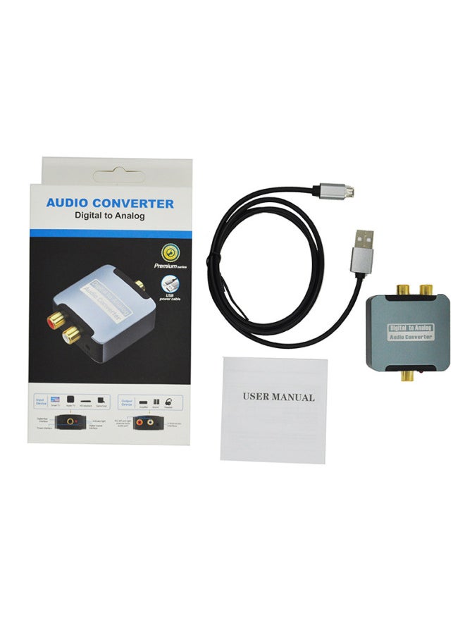 Generic - Digital To Analog Upgrade Audio Coaxial Converter Optical Fiber To Analog Spdif To Lotus Cable-Color:ALLOY DIGITAL RING MOD LIGHT BLUE - Image 1