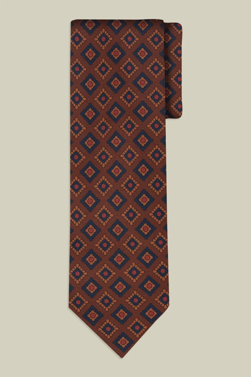 Doppelganger Men's tie with macro geometric pattern - Brown