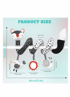 SYOSI ELECDON Car Seat Toys, Spiral Stroller Toys, Black and White Fox Spiral Activity Plush Toys, Hanging Rattles Toys for Stroller, Newborn Toys Baby Toys Gift for 0 3 6 9 12 Months Girls Boys  - Image 5