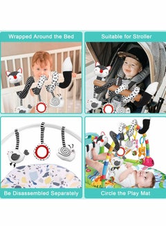 SYOSI ELECDON Car Seat Toys, Spiral Stroller Toys, Black and White Fox Spiral Activity Plush Toys, Hanging Rattles Toys for Stroller, Newborn Toys Baby Toys Gift for 0 3 6 9 12 Months Girls Boys  - Image 3