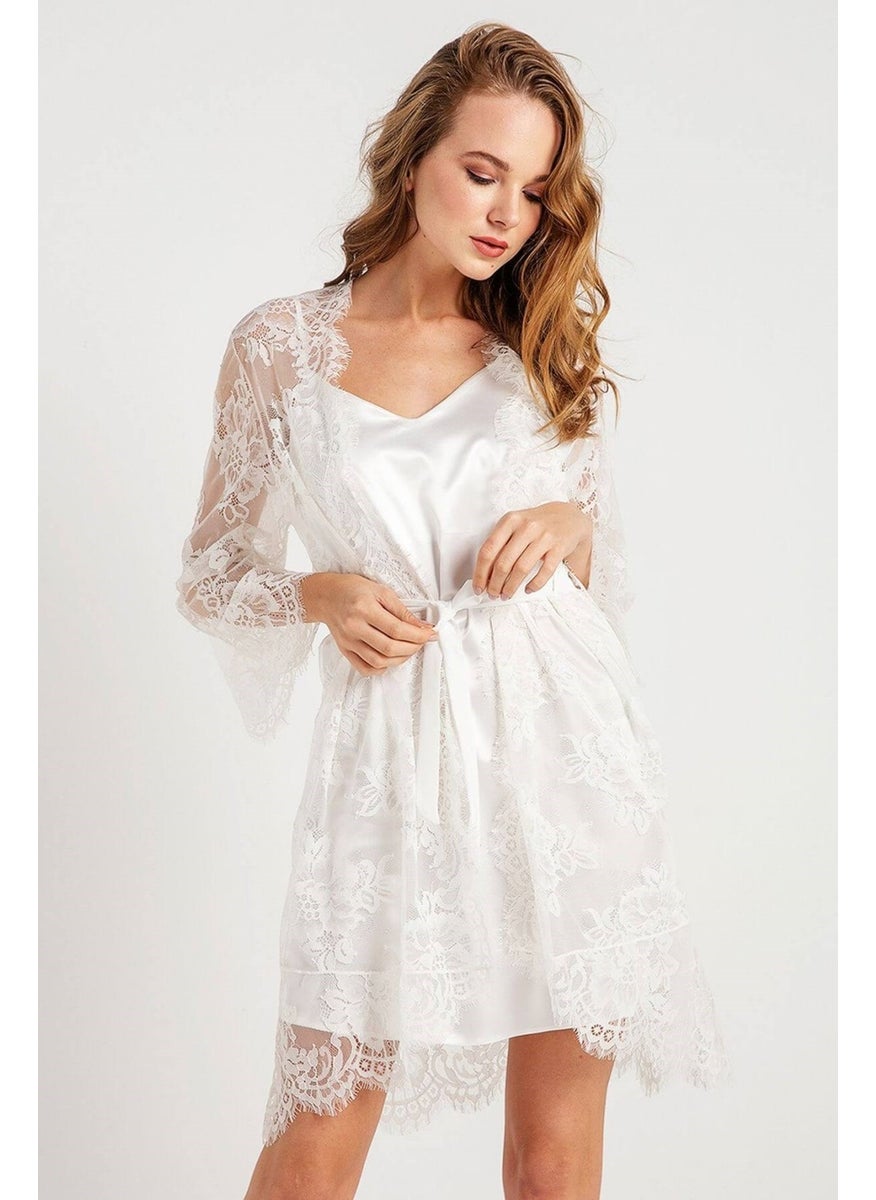 Magic Form - 32805 Women's Ecru Tassel Lace Single Dressing Gown - Image 1