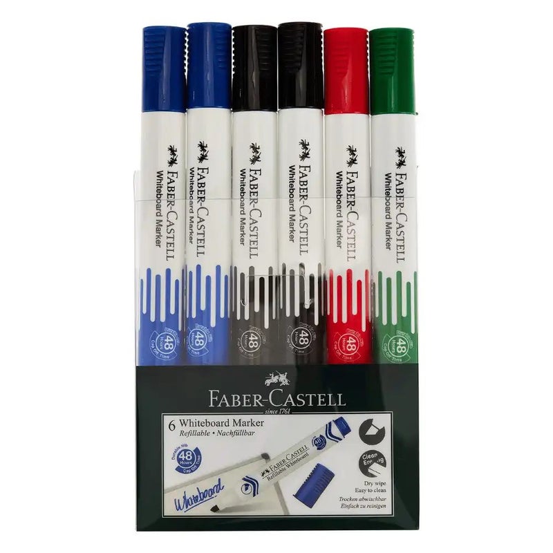 Faber Castell Refillable Whiteboard Marker Multi-Color- 6pcs