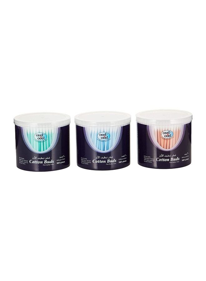 Cool & Cool Cool Cotton Buds, Pack Of 3 X 300 Pieces, Assorted - Image 1
