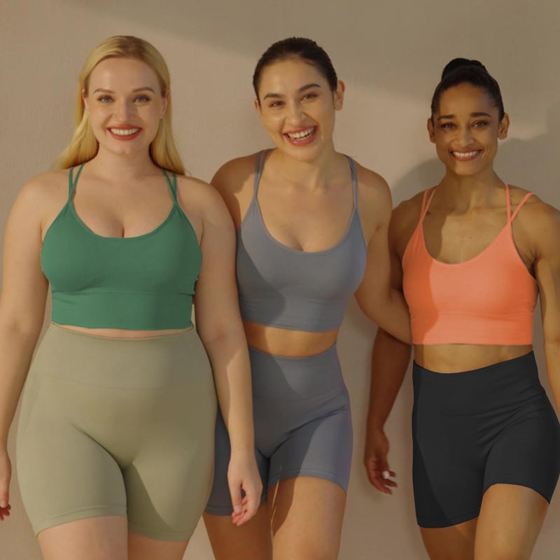 Evercute Cross Back Sport Bras Padded Strappy Criss Cross Cropped Bras for Yoga Workout Fitness Low Impact - Image 2
