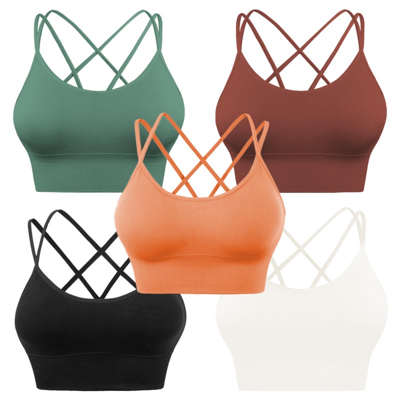 Evercute Cross Back Sport Bras Padded Strappy Criss Cross Cropped Bras for Yoga Workout Fitness Low Impact - Image 1