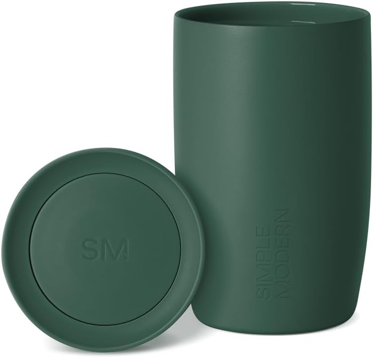 Simple Modern Travel Coffee Mug Tumbler with 360° Lid | Ceramic-Lined Insulated Stainless Steel Cold Brew Iced Coffee Cup Thermos | Gifts for Women Men Her Him | Voyager Signature | 12oz | Forest - Image 1