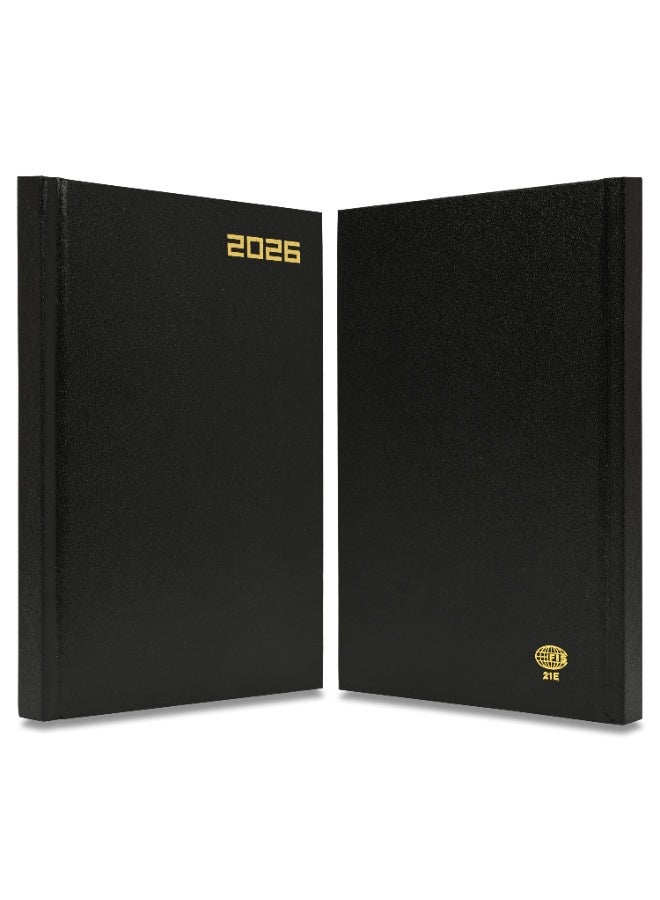 FIS مفكرة 2026، مفكرة بحجم A5 (148x210 مم)، غلاف صلب من مواد الفينيل، إنجليزي، ورق أبيض 60 جرام، لون أسود - FSDI21E26BK - Image 2