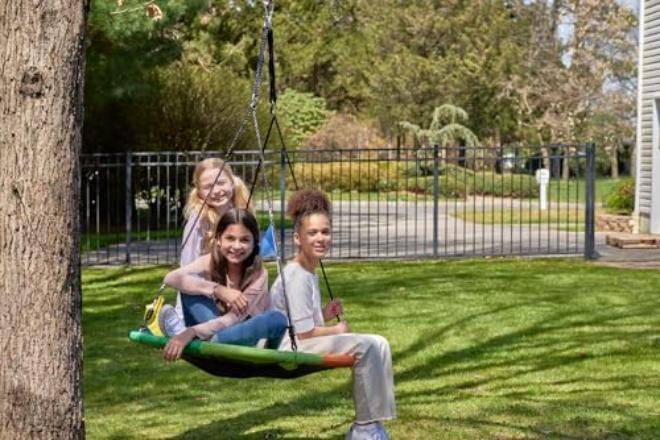 40 Inch Saucer Tree Swing for Kids and Adults – Convertible Indoor Outdoor Play Seat with Weather Resistant Oxford Fabric Hanging Kit – Supports 900 lbs Family Backyard Patio Use - Image 5