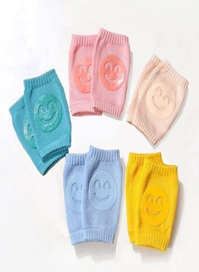 ZURITY STORE 2 Pair Baby Smiley Knee Pads, Anti-Slip Padded Stretchable Elastic, Baby Leg Warmer Kneecap Protector for Kids, Safety Pads for Kids, (Multicolor) - Image 2