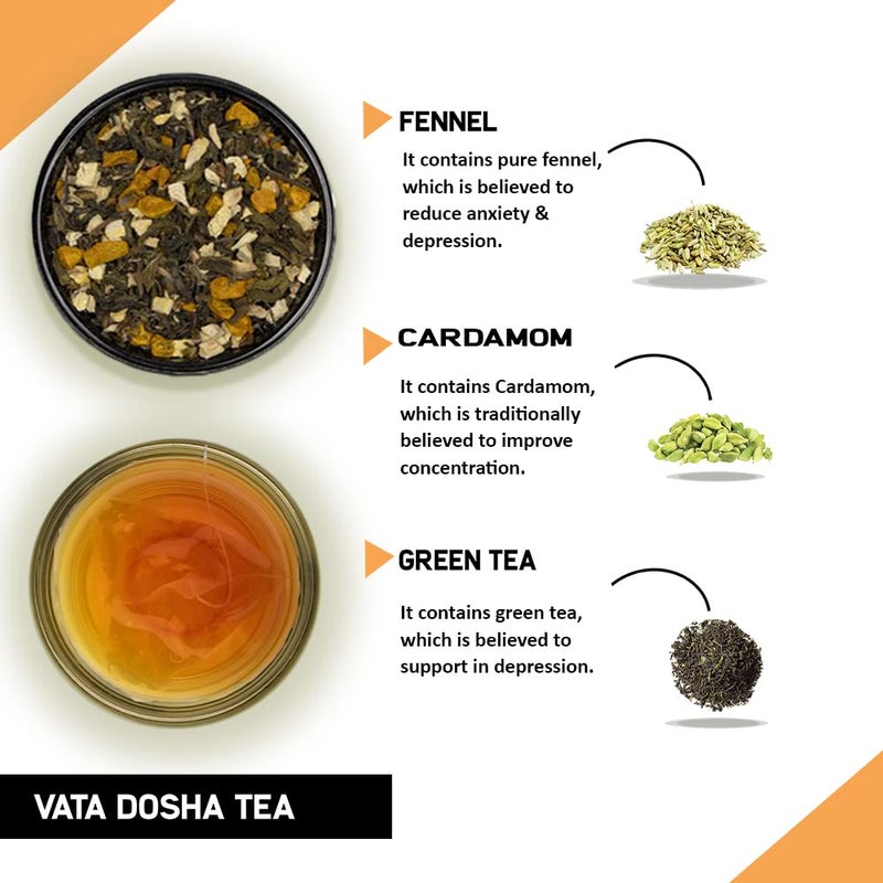 TEACURRY Vata Dosha Tea (1 Month Pack, 30 Tea Bags) - Helps with Vata, Relaxation, calming & Digestion | 100% Natural Ingredient - licorice, ginger, cardamom, cinnamon - Image 2