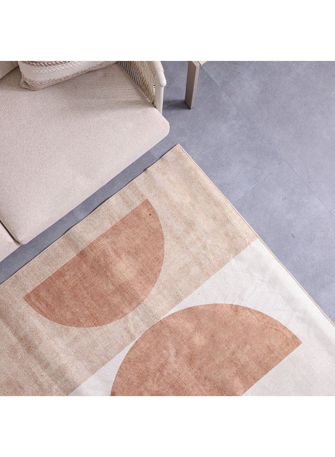 DANUBE HOME Harper Outdoor Washable Abstract Rug | Washable Outdoor Rugs Style | Polyester Area Rug Floor Covering | Indoor Carpet For Living Room Dining Bedroom 160X230cm-Rust - Image 1