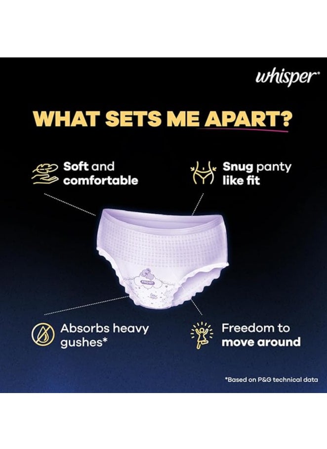 Whisper Whisper Super Absorbent Period Panty, 6 L-XL Pants, 360 Degree Leakage Protection for Heavy Flow, Panty like Fit for Full back Coverage, Absorbs Heavy Gushes, Silky Soft, Comfortable Feel-Women  - Image 5