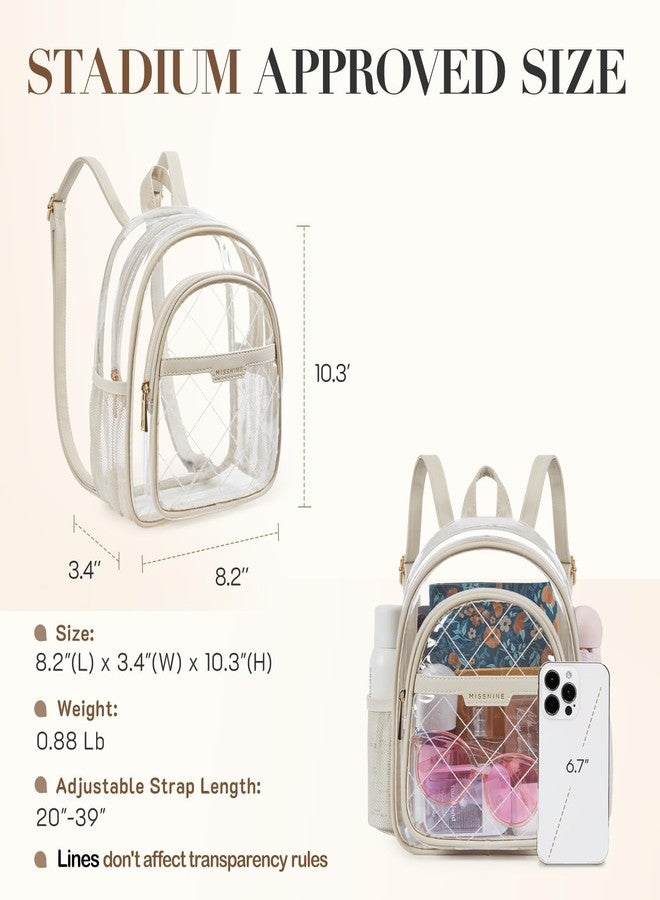 Missnine Clear Backpack for Stadium Approved, Quilted Clear Bag for Stadium Events with Leather Trim for Sports Event, Concert, Festival, Daily - Image 4
