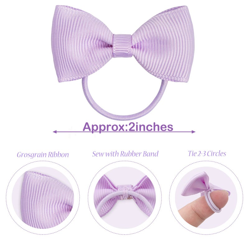 BBgifts 50Pcs Baby Hair Ties With Bows  2 Inch Baby Bows Rubber Bands Hair Ties Ponytail Pigtail Holder  Hair Accessories For Infants Toddlers Baby Girls Multi-Colored - Image 3