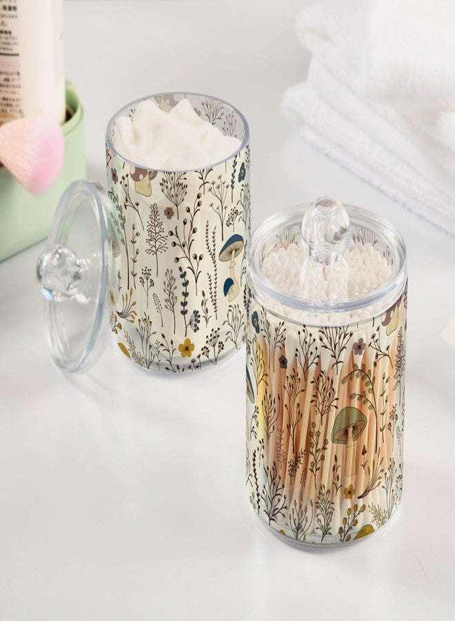 xigua Mushroom Qtip Holder with Lid,2Pack Clear Plastic Apothecary Jars Bathroom Storage Containers for Cotton Swab,Cotton Ball,Floss Picks,Tea,Coffee - Image 5