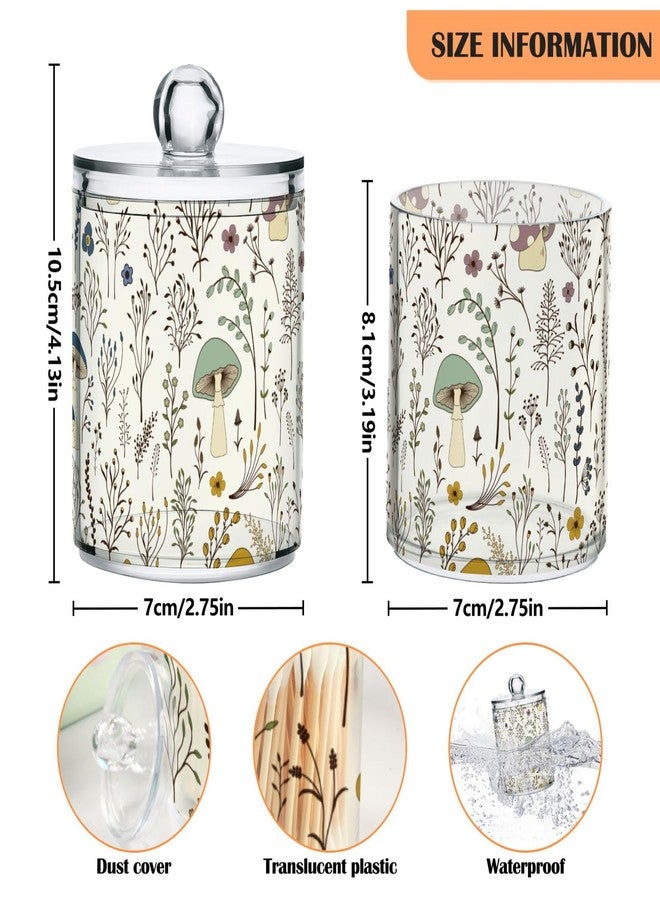 xigua Mushroom Qtip Holder with Lid,2Pack Clear Plastic Apothecary Jars Bathroom Storage Containers for Cotton Swab,Cotton Ball,Floss Picks,Tea,Coffee - Image 3