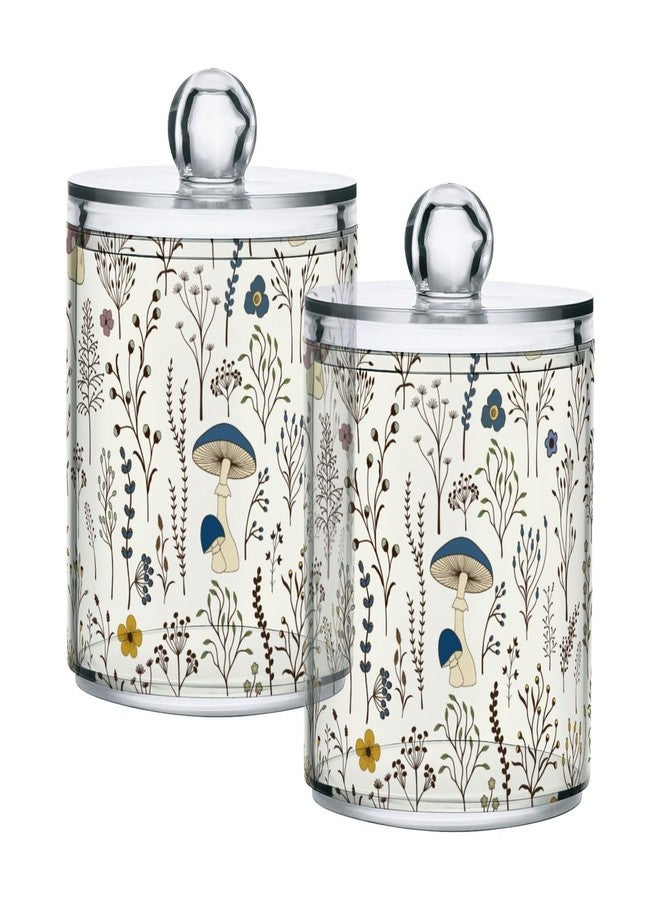 xigua Mushroom Qtip Holder with Lid,2Pack Clear Plastic Apothecary Jars Bathroom Storage Containers for Cotton Swab,Cotton Ball,Floss Picks,Tea,Coffee - Image 1