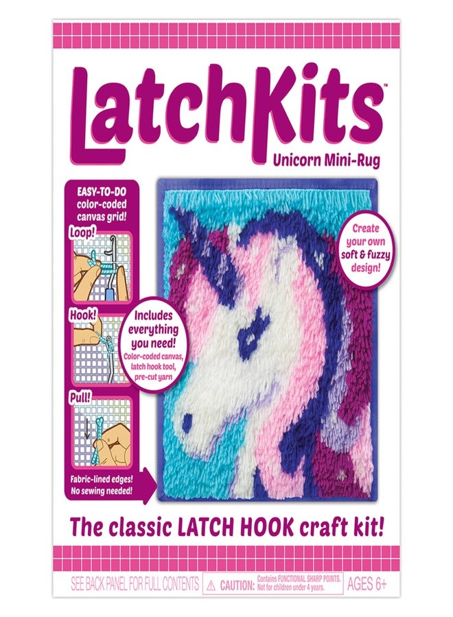LatchKits مجموعة LatchKits للحياكة بالخيوط للأطفال - أشغال يدوية، فنون وحرف يدوية، فن الخيوط، معلقات جدارية وسجاد صغير، لوازم حرفية، خيوط مقطوعة مسبقًا، نمط سهل، إبرة حياكة مرفقة، فنون وحرف يدوية، للأعمار من 6 سنوات فما فوق، وحيد القرن - Image 5