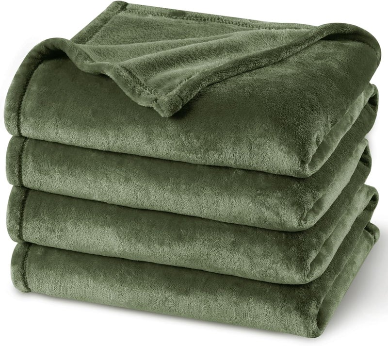 PHF Ultra Soft Fleece Blanket King Size, No Shed No Pilling Luxury Plush Cozy 300GSM Lightweight Blanket for Bed, Couch, Chair, Sofa Suitable for All Season, 274cm x 229cm, Olive Green - Image 1