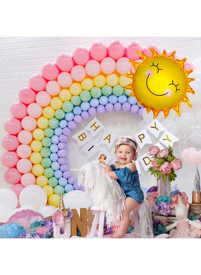 بارتي بروبس زينة عيد ميلاد بطابع قوس قزح من بارتي بروبس - 64 قطعة، متعددة الألوان للبنات والأولاد | ديكورات أعياد ميلاد ملونة | رقائق معدنية، بالونات باستيل، لافتة (ورق مقوى)، نقطة لاصقة، شريط قوس - Image 5