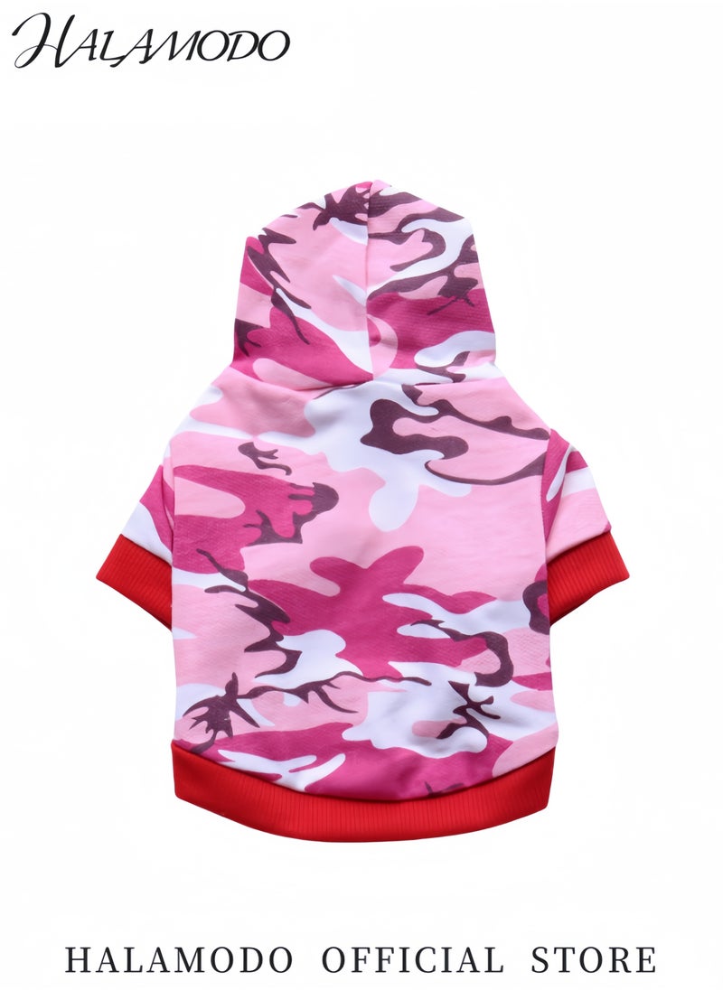HALAMODO - Small Dog Camo Shirt Camouflage T-Shirt for Puppies Pet T-Shirt for Cats and Dogs Lovely Camouflage Hoodie Vest for Boys and Girls Warm Winter Apparel - Image 1