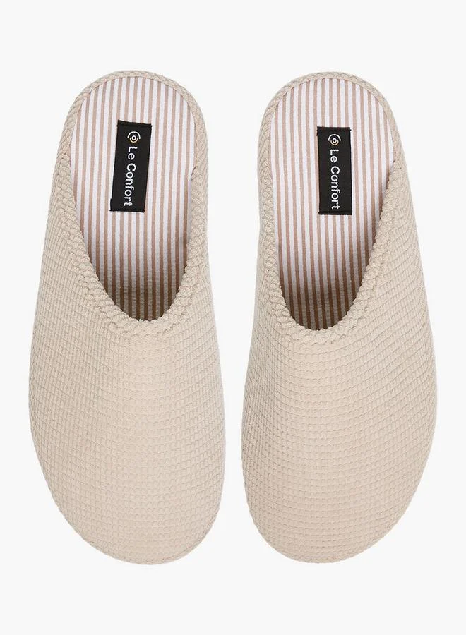 Le Confort BEIGE Textured Bedroom Slippers for Men | Best Price UAE
