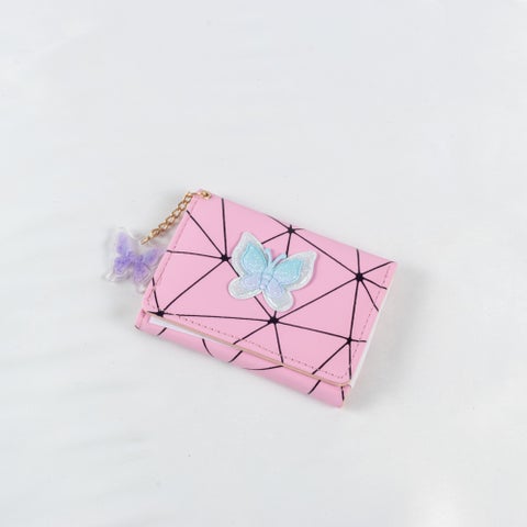 Leather Flip Wallet & Card Holder with Multiple Pockets - Pink