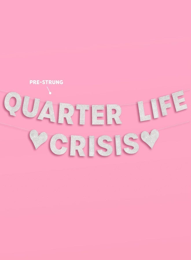 xo, Fetti Quarter Life Crisis Banner - Silver Glitter, 4 Ft. | Fun Birthday Party Decorations, 25th Birthday Decor, HBD, Gag Gift, Photobooth Backdrop, 30th Birthday - Image 5
