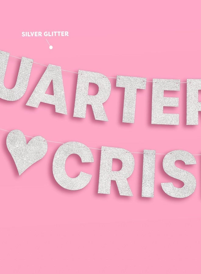 xo, Fetti Quarter Life Crisis Banner - Silver Glitter, 4 Ft. | Fun Birthday Party Decorations, 25th Birthday Decor, HBD, Gag Gift, Photobooth Backdrop, 30th Birthday - Image 2