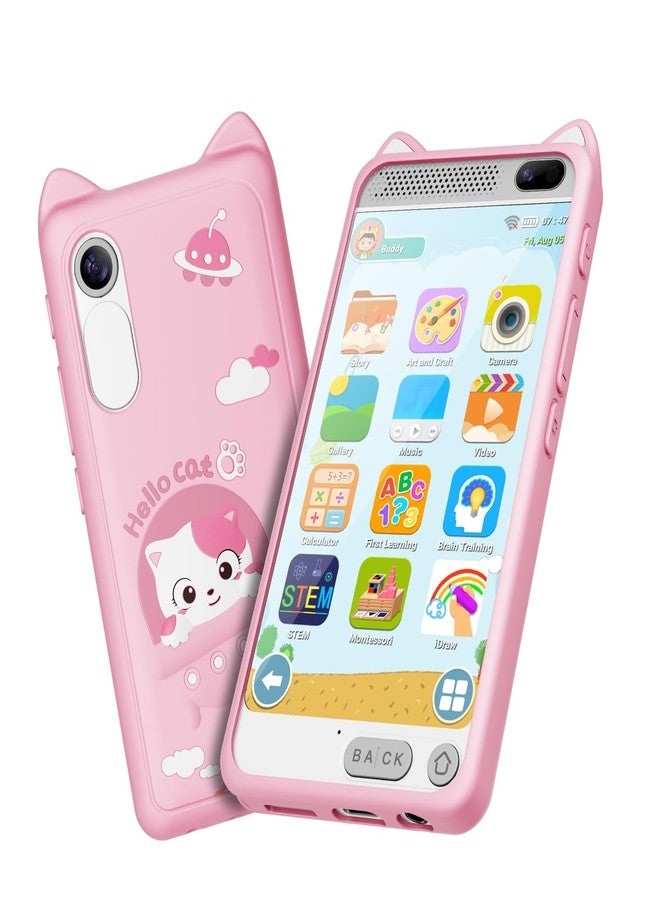 E teacher Kids Smart Phone for Girls, 3.97" Touchscreen Kids Phone Toys for 3-12 Birthday, Dual Camera, Built-in 8G SD Card Cell Phone for Boys Girls Toys(Pink) - Image 1