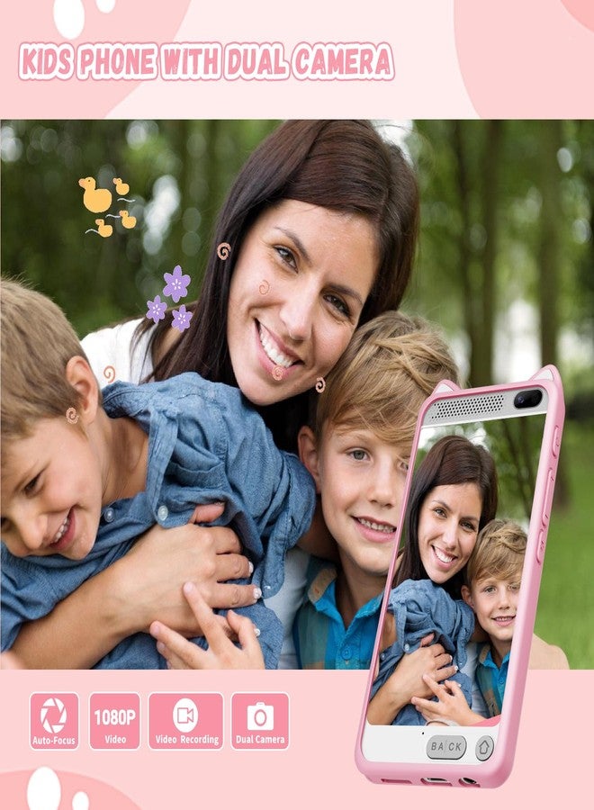 E teacher Kids Smart Phone for Girls, 3.97" Touchscreen Kids Phone Toys for 3-12 Birthday, Dual Camera, Built-in 8G SD Card Cell Phone for Boys Girls Toys(Pink) - Image 3