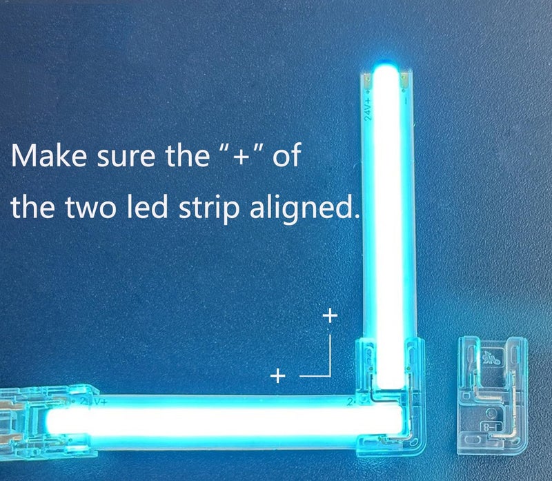 ENQIMAOYI 20Pcs L Shape 2 Pin 10mm COB LED Light Strip Connectors, Gapless Solderless Clear Connector Strip to Strip LED Corner Connectors for SMD COB 3528-2835 LED High Density Strip Lights (10mm L SMDCOB) - Image 2