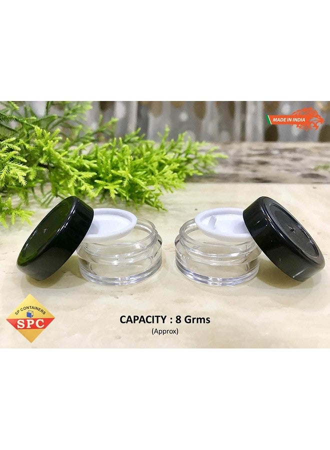 SPC Empty Acrylic San Jar Transparent Cosmetic Container with Leakproof inner lids for Lip Balms, Lip Scrubs, Body Butters, Eyeshadow, Makeup & DIY cosmetics beauty products(Black, 8 grm) (Pack of 10) - Image 2