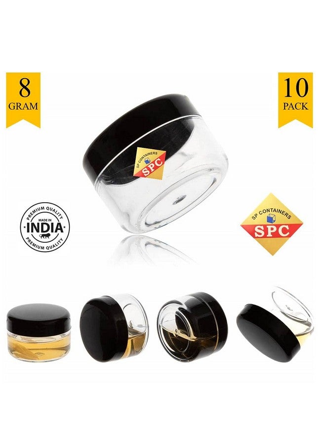 SPC Empty Acrylic San Jar Transparent Cosmetic Container with Leakproof inner lids for Lip Balms, Lip Scrubs, Body Butters, Eyeshadow, Makeup & DIY cosmetics beauty products(Black, 8 grm) (Pack of 10) - Image 3