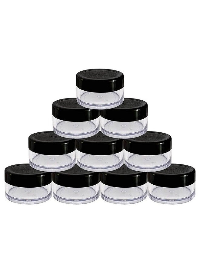 SPC Empty Acrylic San Jar Transparent Cosmetic Container with Leakproof inner lids for Lip Balms, Lip Scrubs, Body Butters, Eyeshadow, Makeup & DIY cosmetics beauty products(Black, 8 grm) (Pack of 10) - Image 1