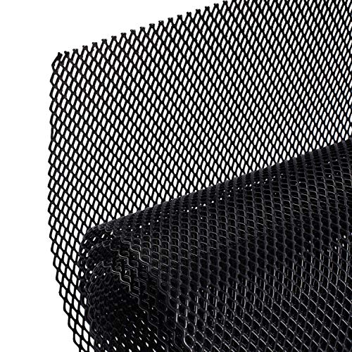 AggAuto Universal 40"x13" Car Grill Mesh - 100x33cm Aluminum Alloy Automotive Grille Insert Bumper 4x8mm Rhombic Hole, One of the Most Multifunctional Shape Grids Black - Image 1